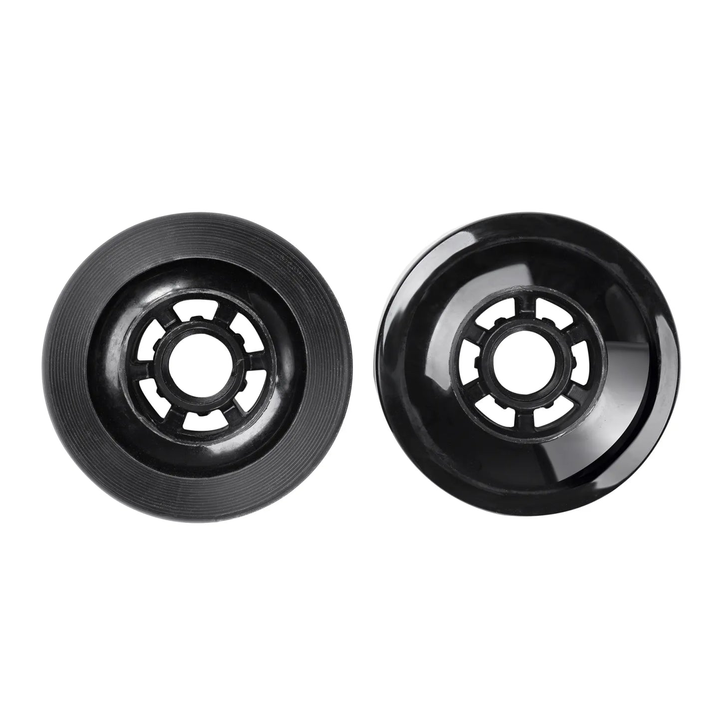 90mm black PU electric skateboard wheels 82A 52mm width ABEC core street wheels front and back view