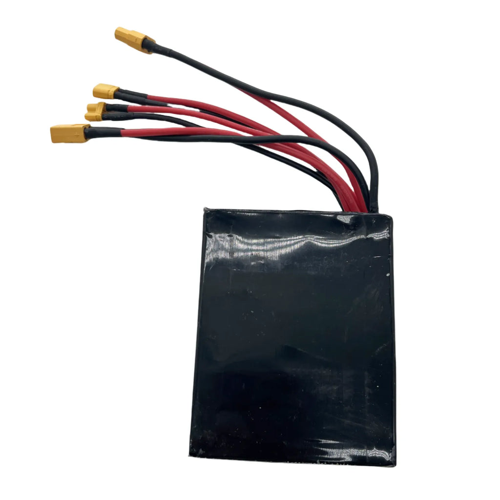 Back view of 10S1P 2.5Ah 92.5Wh airline friendly master battery with XT60 and XT30 connectors