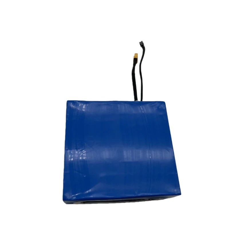 Back view of 10S2P electric skateboard battery pack with blue PVC wrap