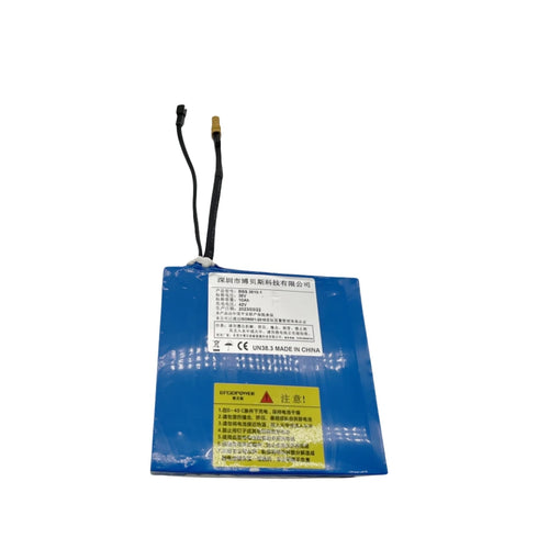 10S2P electric skateboard battery pack with blue PVC wrap and power connectors