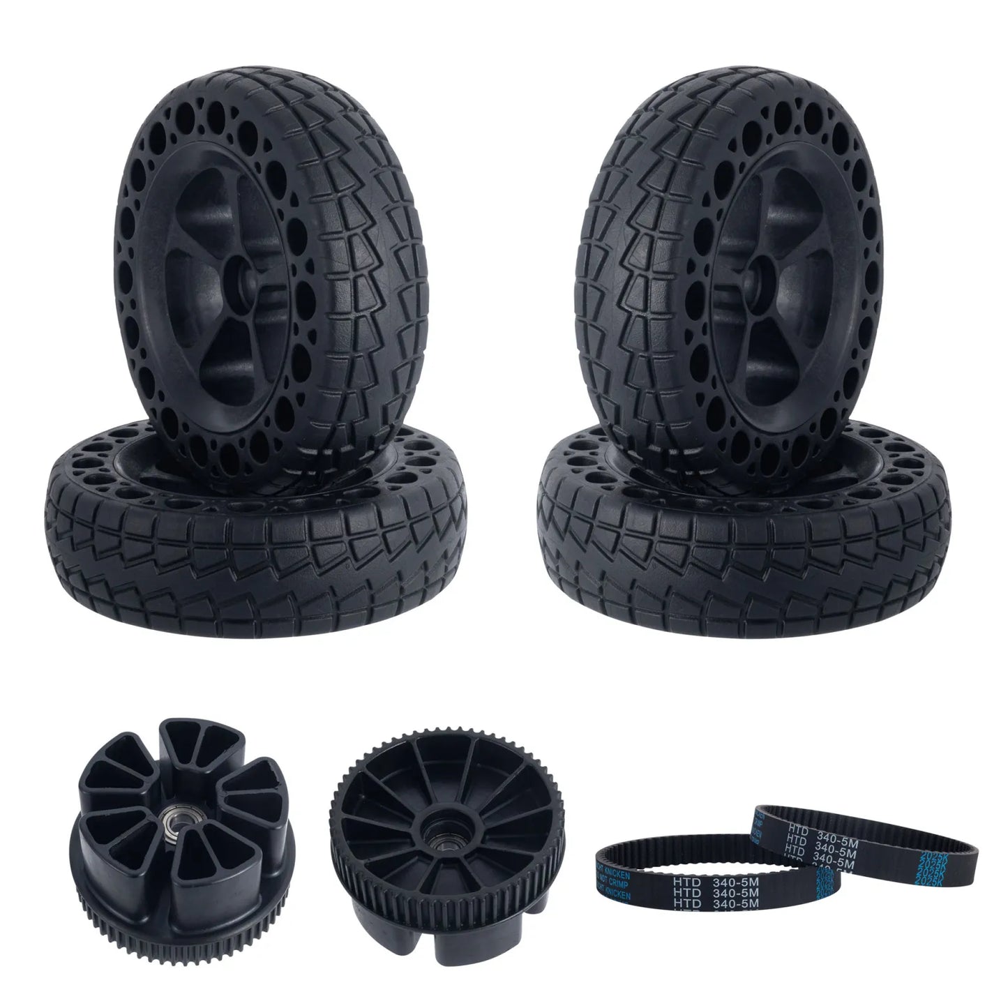 160mm electric skateboard airless wheels kit with pulleys and belts
