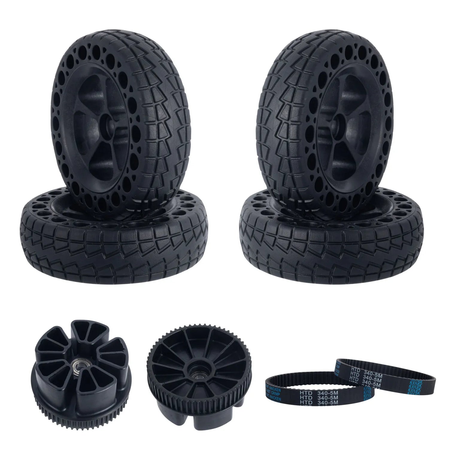 160mm electric skateboard airless wheels kit with pulleys and belts
