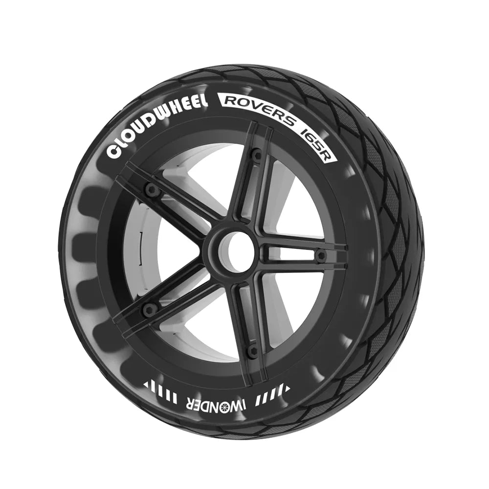 165mm Cloudwheel Rover electric skateboard wheel nero angled front view 