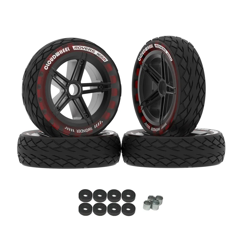 165mm Cloudwheel Rover wheels scarlet red complete set with bearings and spacers for electric skateboard