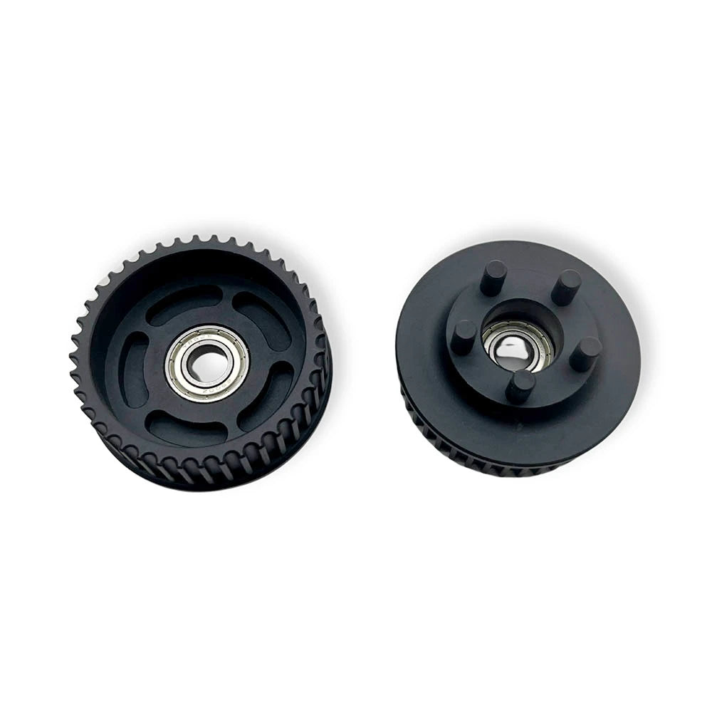 Front detail of 40T CNC Kegel pulley with bearing for electric skateboard