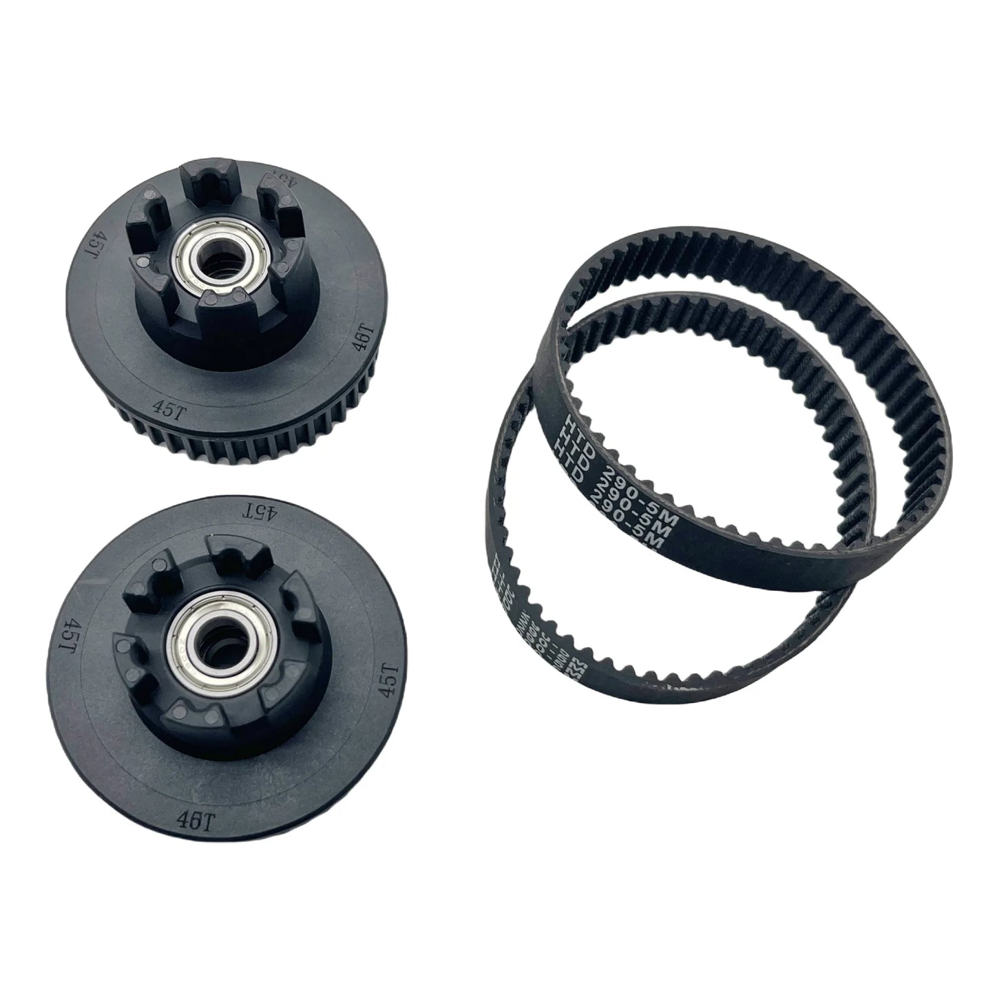 45T ABEC pulleys with 290mm belts for electric skateboard belt drive system