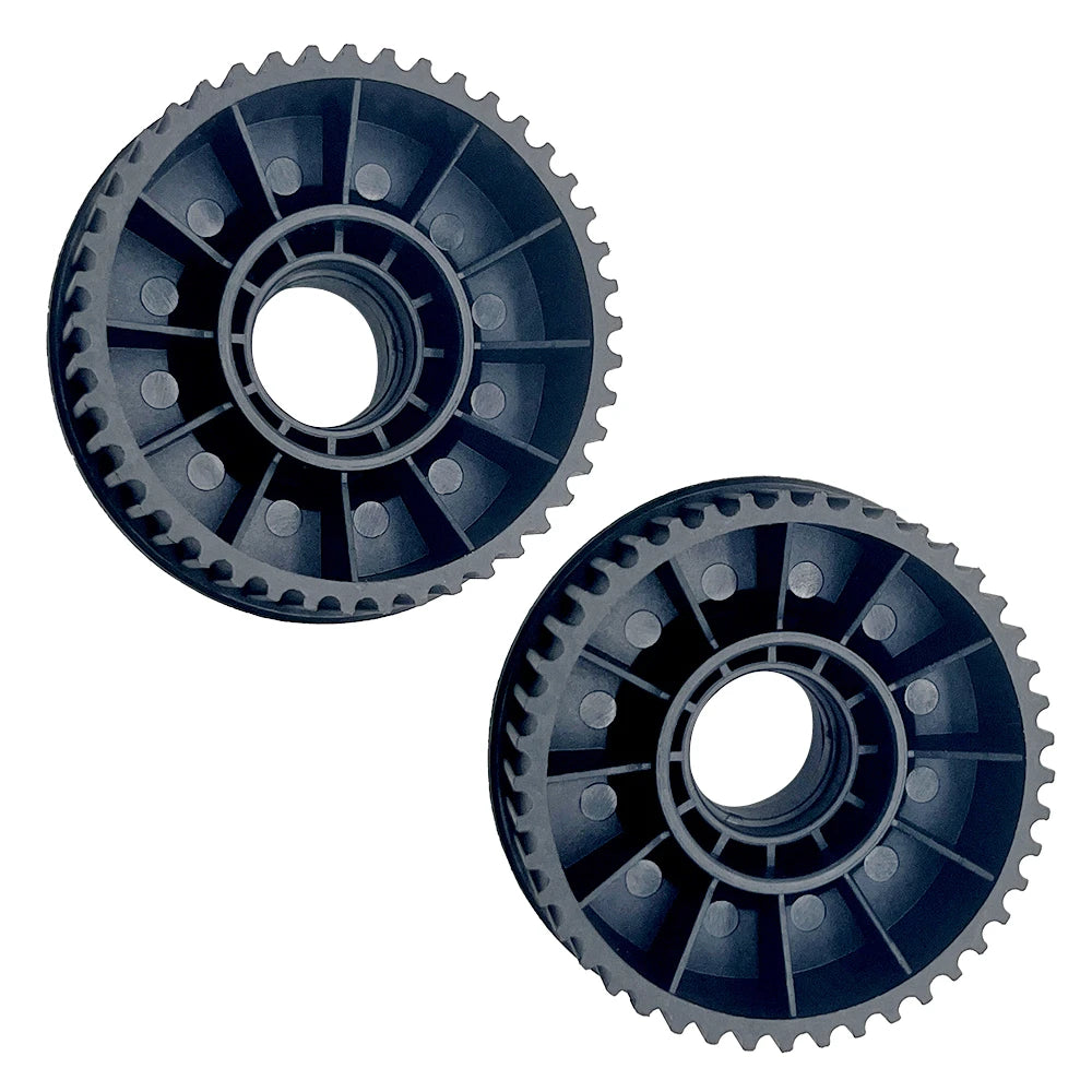 Back view of 45T Kegel pulleys showing internal support structure