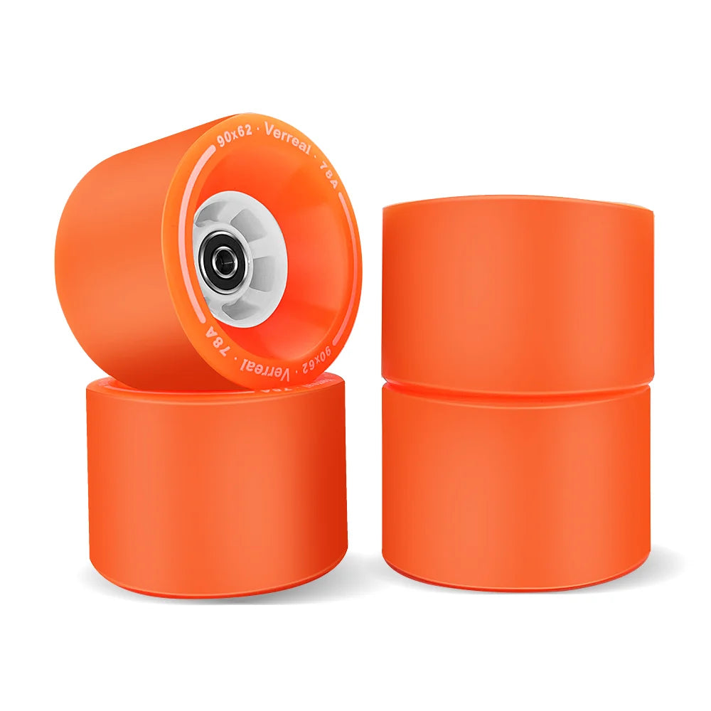 90mm 78A PU electric skateboard wheels orange street longboard wheels close up