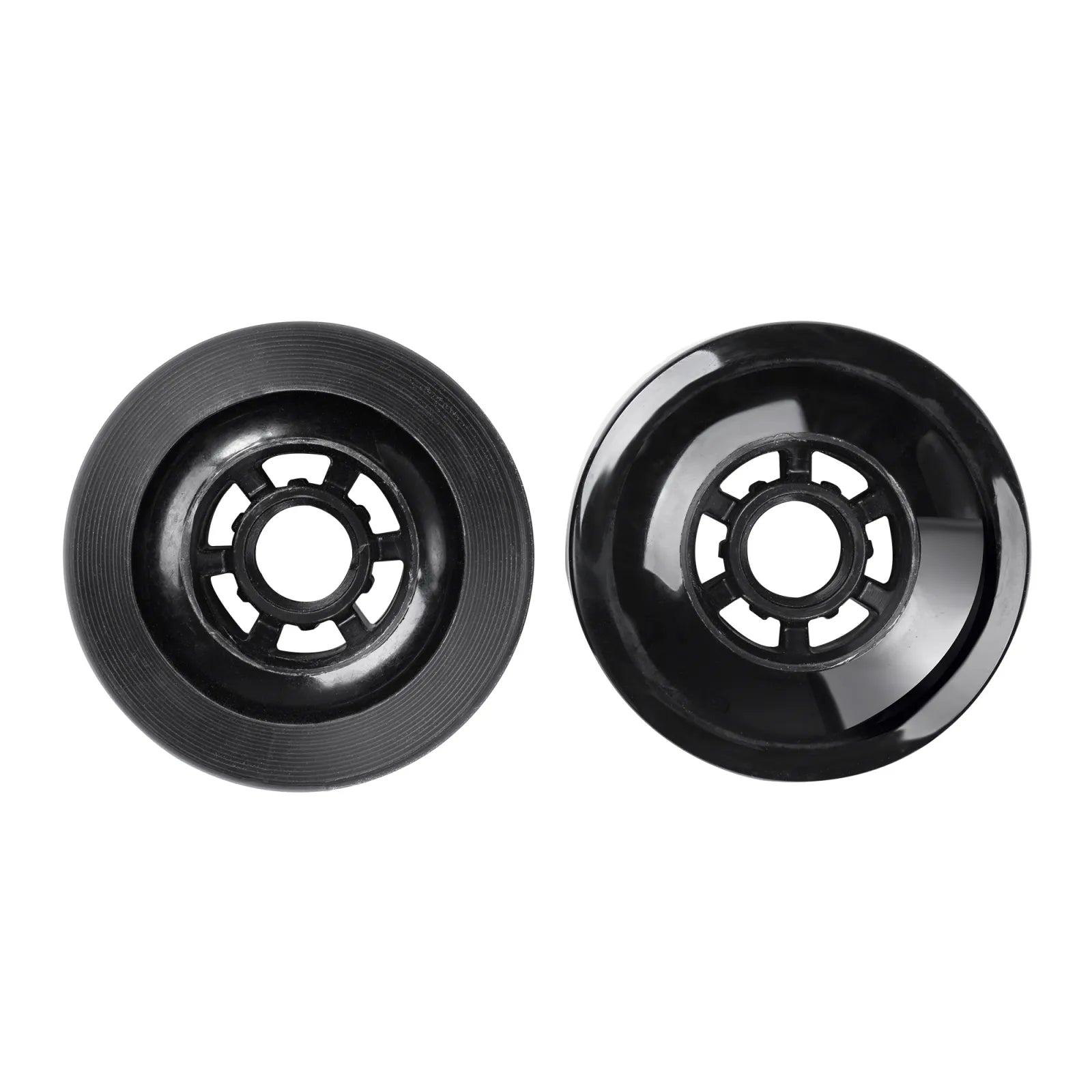 90mm black PU electric skateboard wheels 82A 52mm width ABEC core street wheels front and back view
