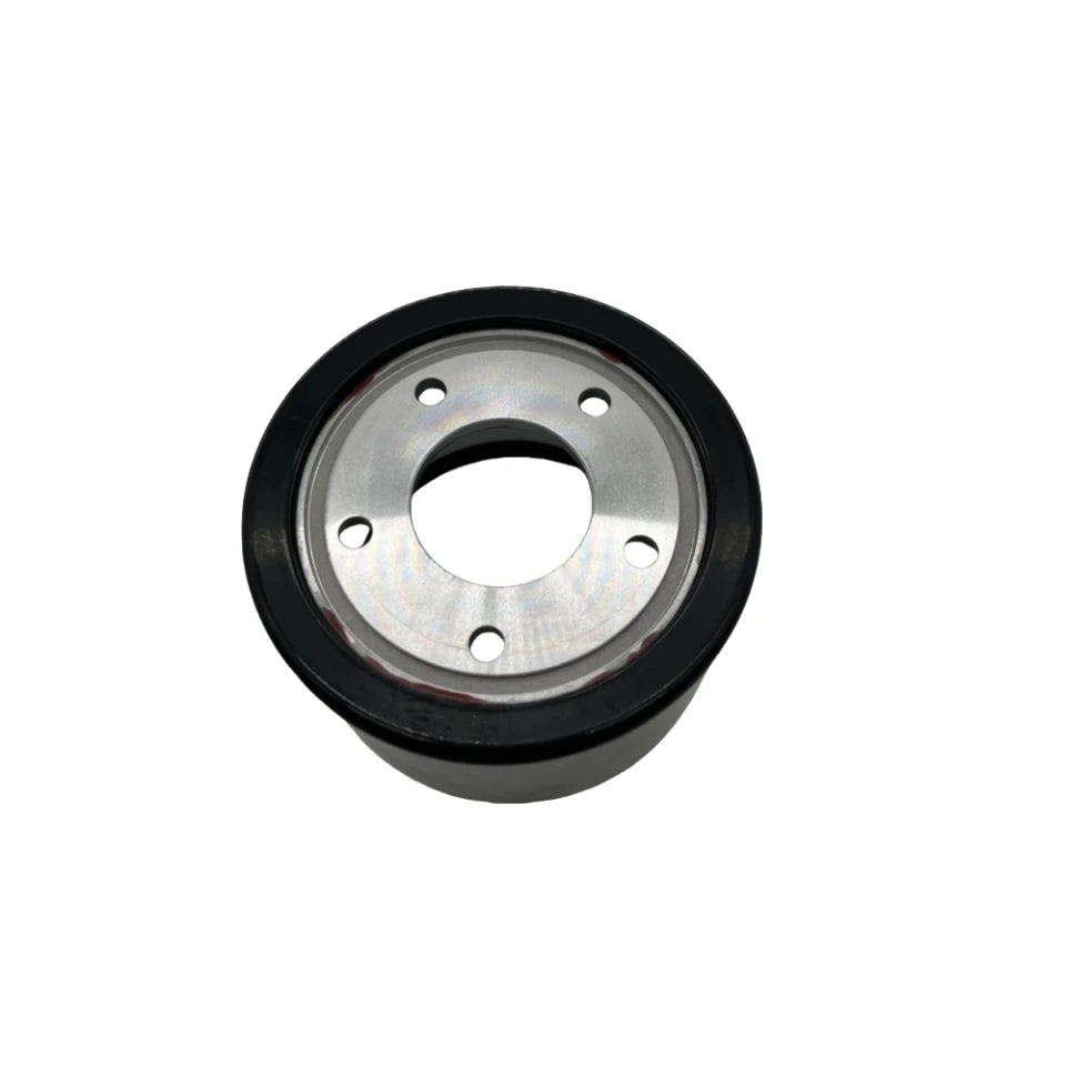 90mm PU sleeve for electric skateboard hub motor showing aluminum core and mounting holes