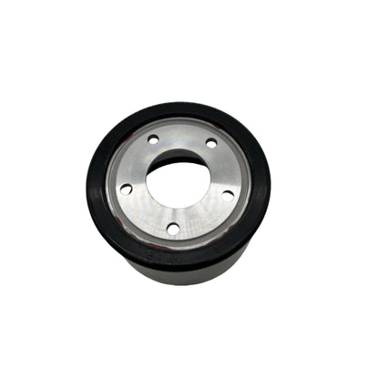 90mm PU sleeve for electric skateboard hub motor showing aluminum core and mounting holes