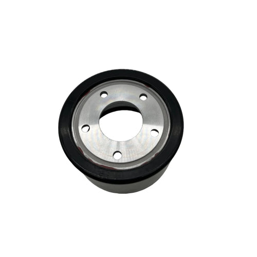 90mm PU sleeve for electric skateboard hub motor showing aluminum core and mounting holes