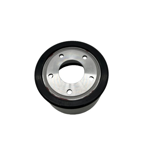 90mm PU sleeve for electric skateboard hub motor showing aluminum core and mounting holes