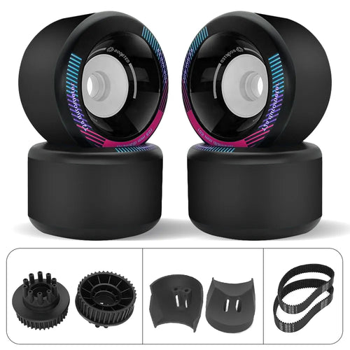 Boosted 105mm electric skateboard wheels kit with 40T Kegel pulleys, belts and belt covers