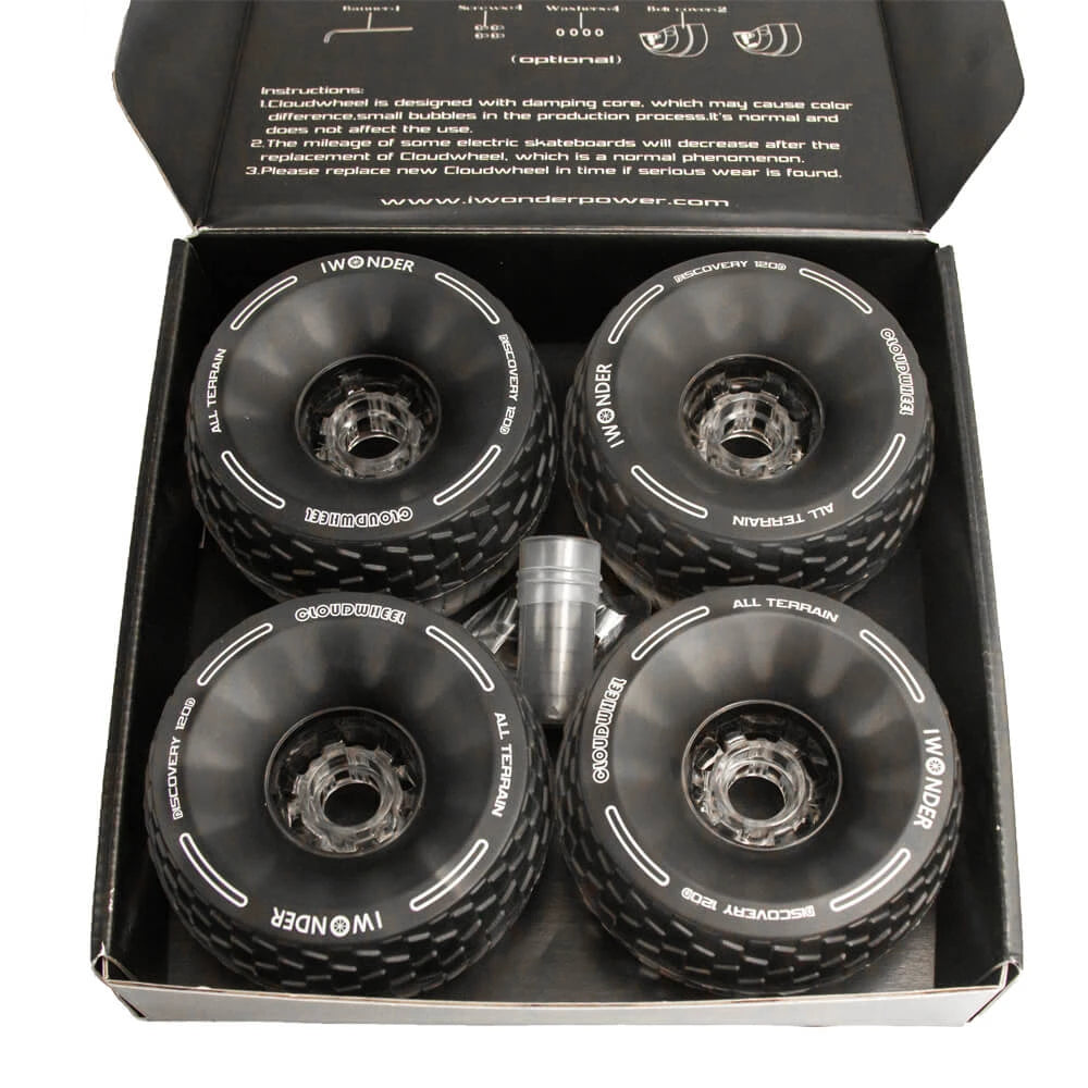 Cloudwheel electric skateboard wheels set with bearings packaged in retail box