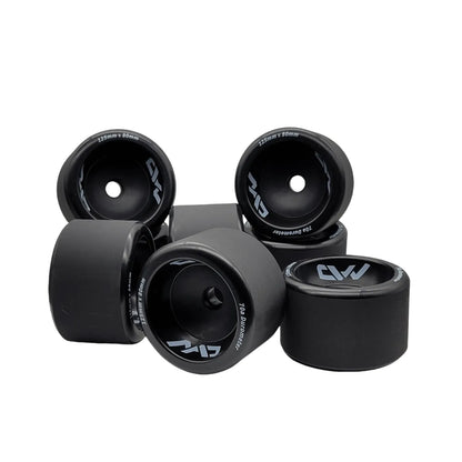 Multiple Mad Max 125mm Wheels displayed together showcasing consistent quality, comfort, and smooth ride performance