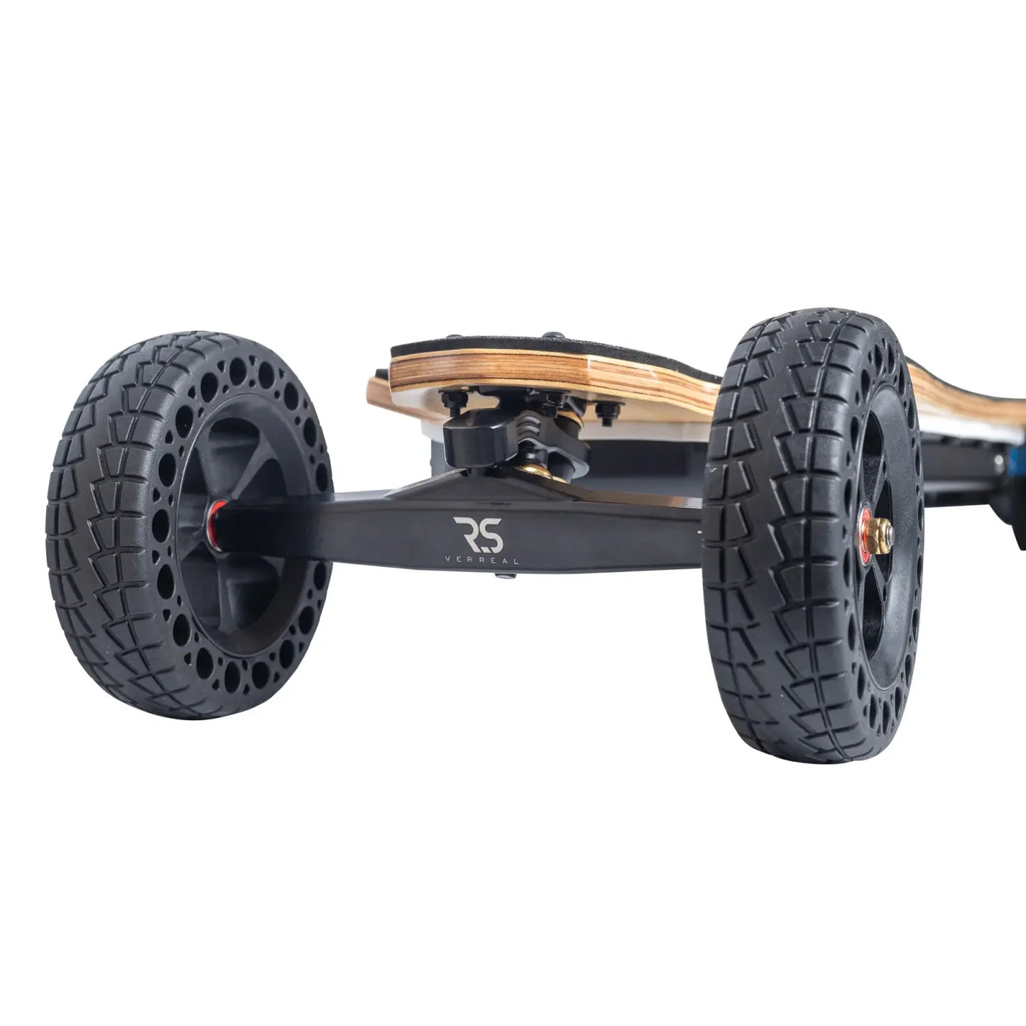 Durable 160mm airless wheels for all terrain electric skateboard, featuring a never-flat honeycomb design.