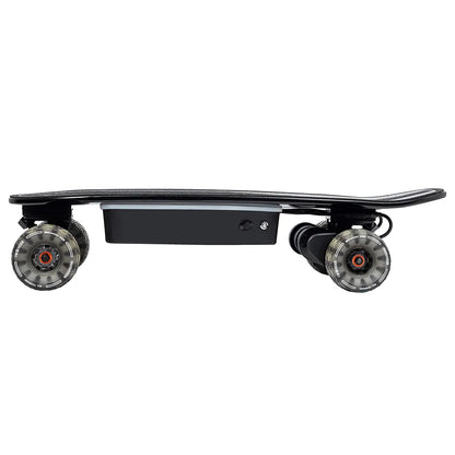 Side profile of Verreal ACE mini electric skateboard with 105mm Cloudwheels showing ground clearance for smooth electric skateboard commuting.