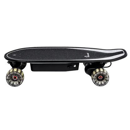 Side view of the lightweight Verreal ACE, an ideal portable electric skateboard for college students with high-traction 105mm Cloudwheels.