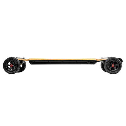 Side profile of Verreal RS all terrain electric skateboard with pneumatic wheels for mixed terrain riding