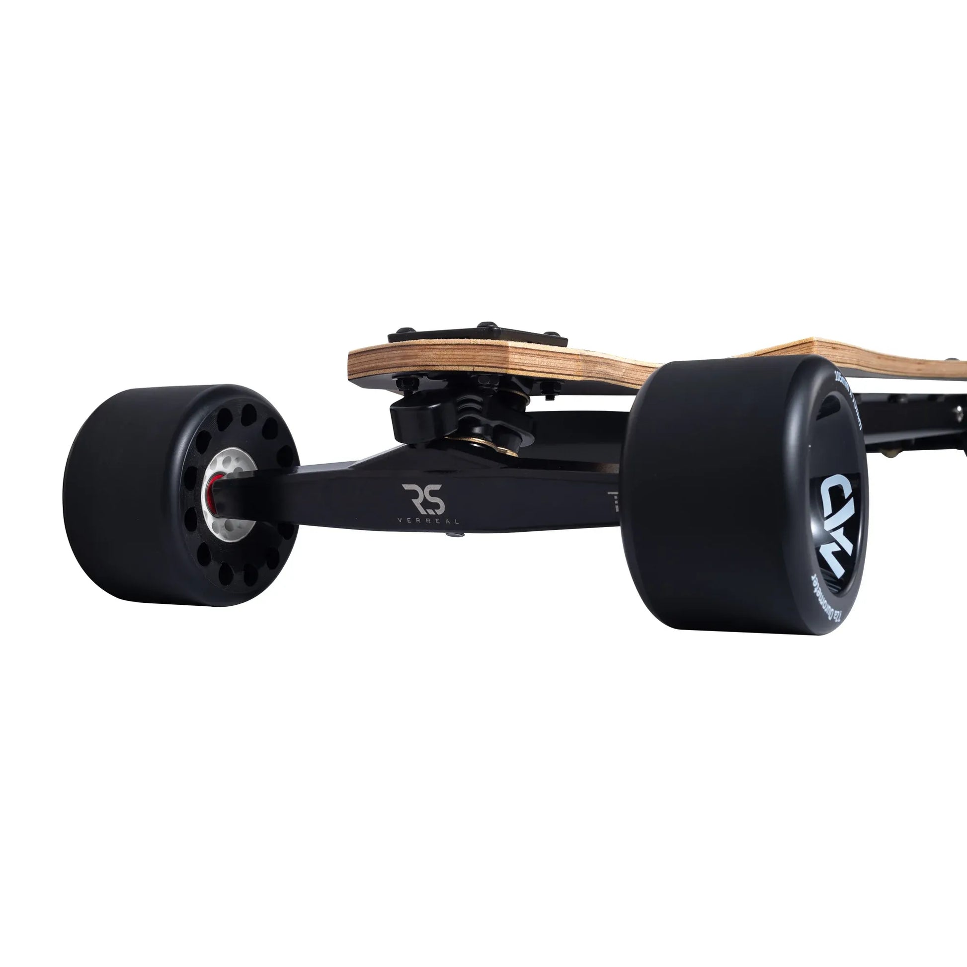 Side profile of Verreal RS Neo electric skateboard with Mad Wheels V2