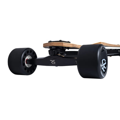 Side profile of Verreal RS Neo electric skateboard with Mad Wheels V2