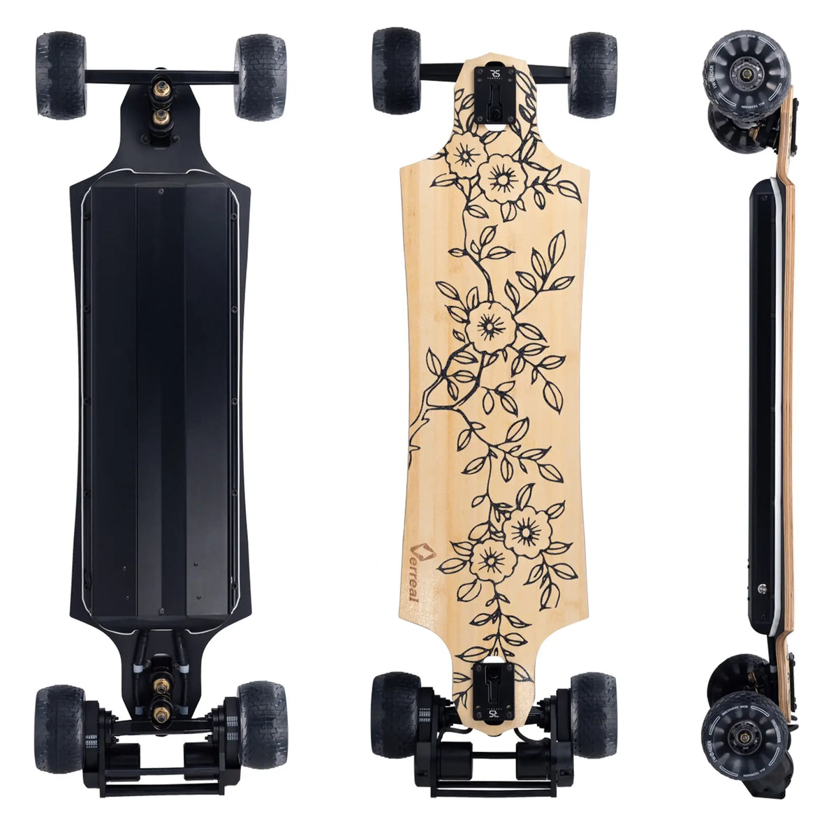 Verreal RS Neo electric skateboard with 120mm Cloud wheels installed