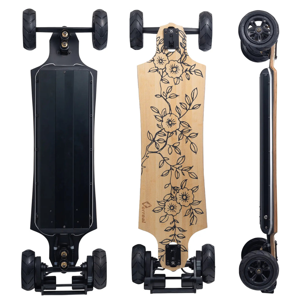 Verreal RS Neo electric skateboard with 150mm Pneumatic wheels installed