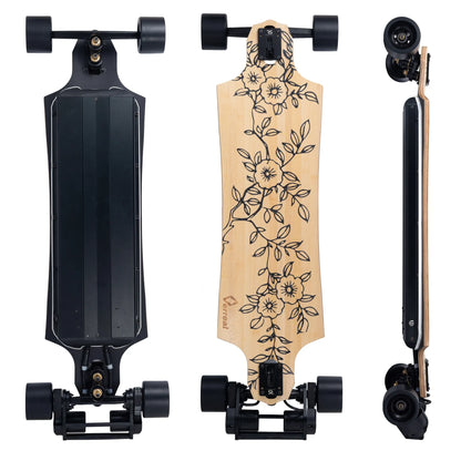 Verreal RS Neo electric skateboard with 90mm PU wheels installed