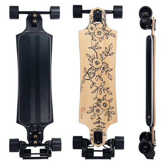 Verreal RS Neo electric skateboard with 90mm PU wheels installed