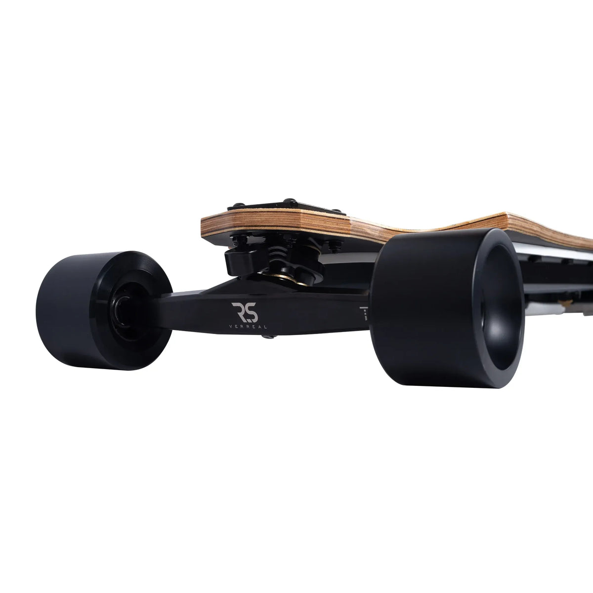Side profile of Verreal RS Neo electric skateboard with 90mm PU wheels