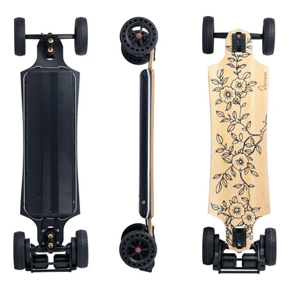 Verreal RS off road electric skateboard with 160mm airless wheels, all terrain setup for puncture-free riding