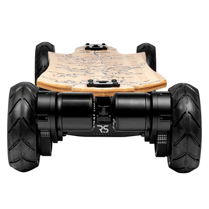 Dual motor rear drive system on Verreal RS off road electric skateboard with pneumatic wheels