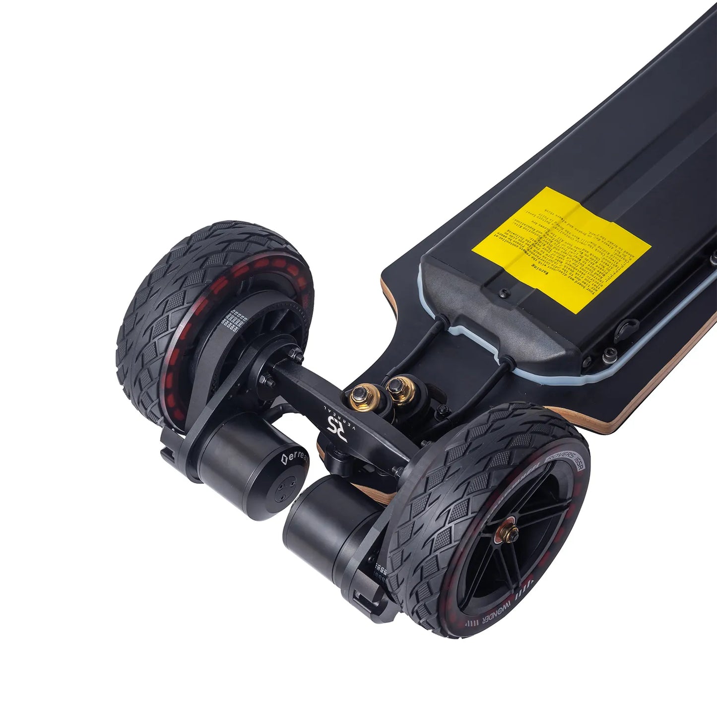 Dual motor rear truck of Verreal RS Pro all terrain electric skateboard with 165mm Cloudwheel Rover wheels