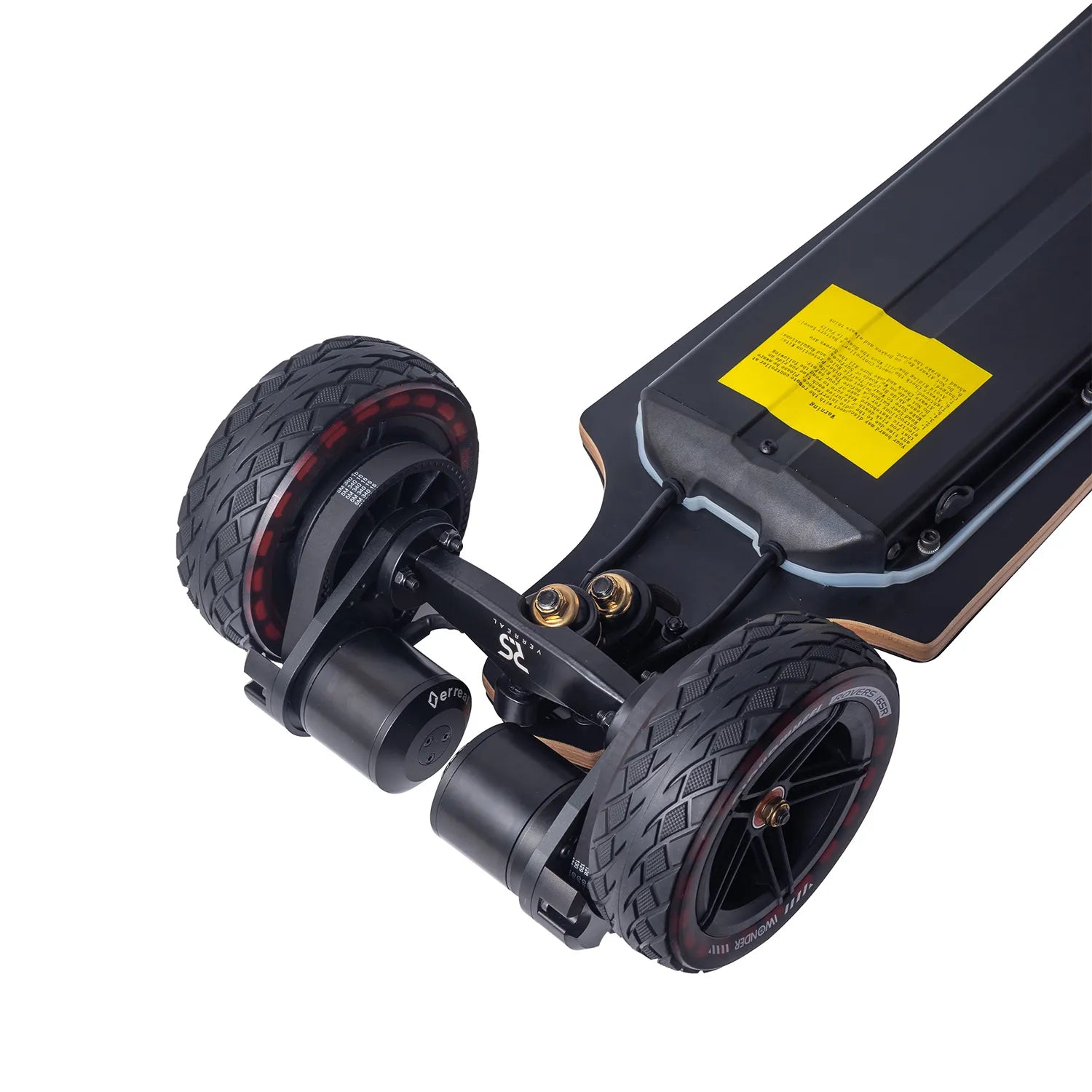 Dual motor rear truck of Verreal RS Pro all terrain electric skateboard with 165mm Cloudwheel Rover wheels
