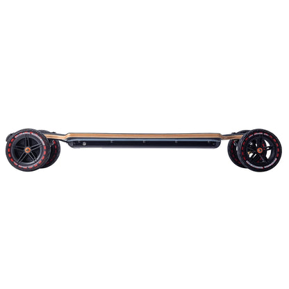 Side profile of Verreal RS Pro all terrain electric skateboard with 165mm Cloudwheel Rover wheels for rough pavement and mixed terrain