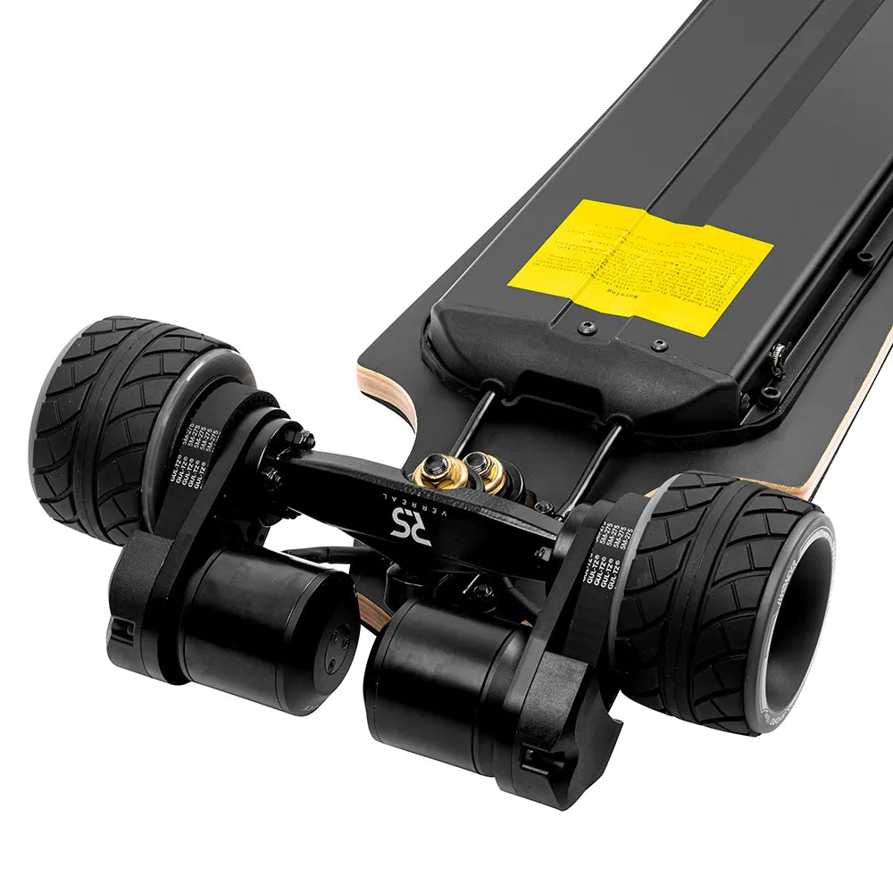 Dual motor rear truck of Verreal RS Pro long range electric skateboard with 100mm Cloudwheel Hydro wheels