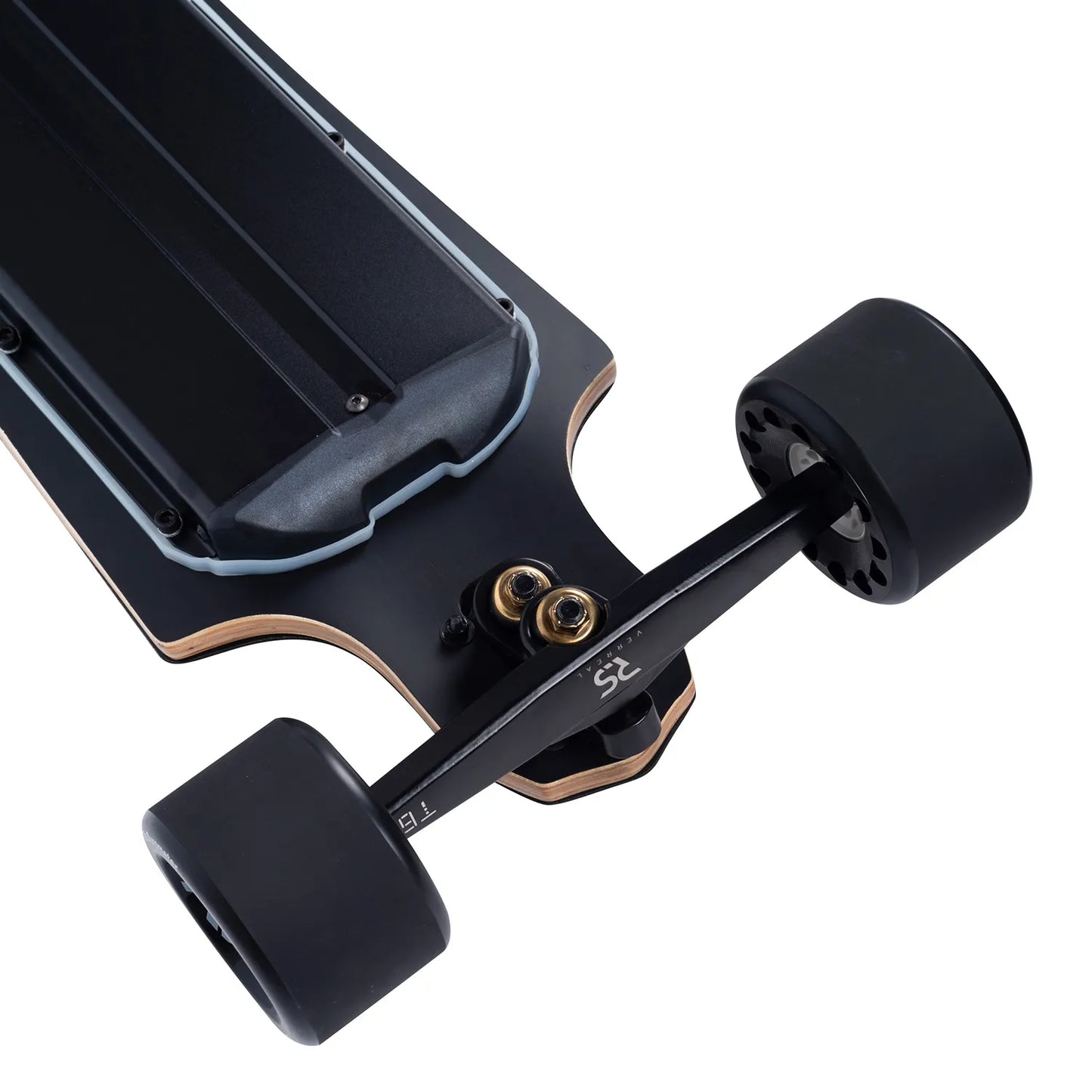 Front truck of Verreal RS Pro long range electric skateboard equipped with 105mm Mad Wheel V2