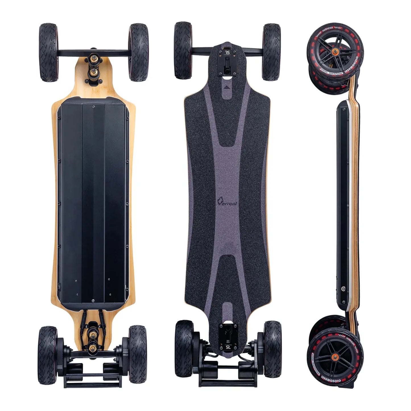 Verreal RS Pro Max off road electric skateboard featuring 165mm Cloudwheel Rover wheels.