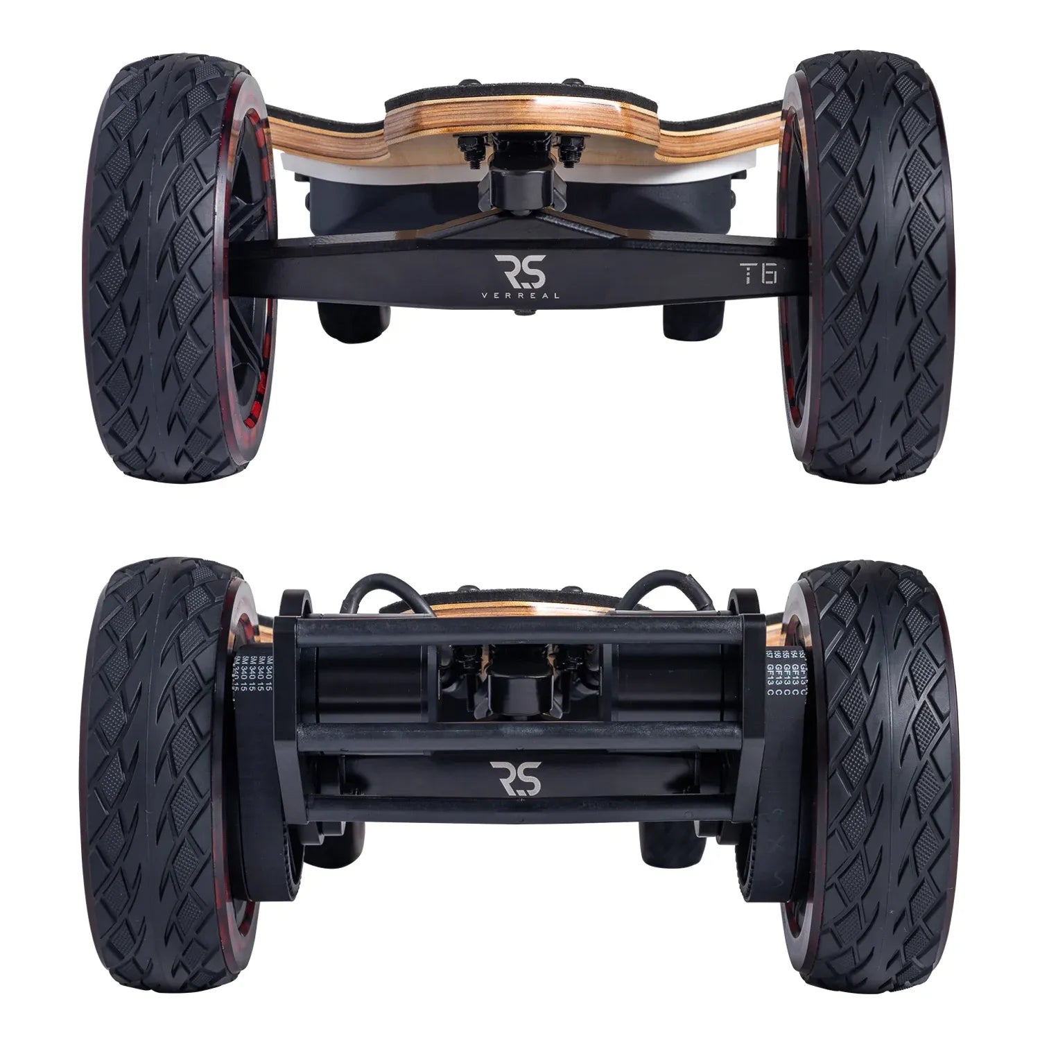 Full chassis view of Verreal RS Pro Max with Cloudwheel Rover 165mm wheel setup.