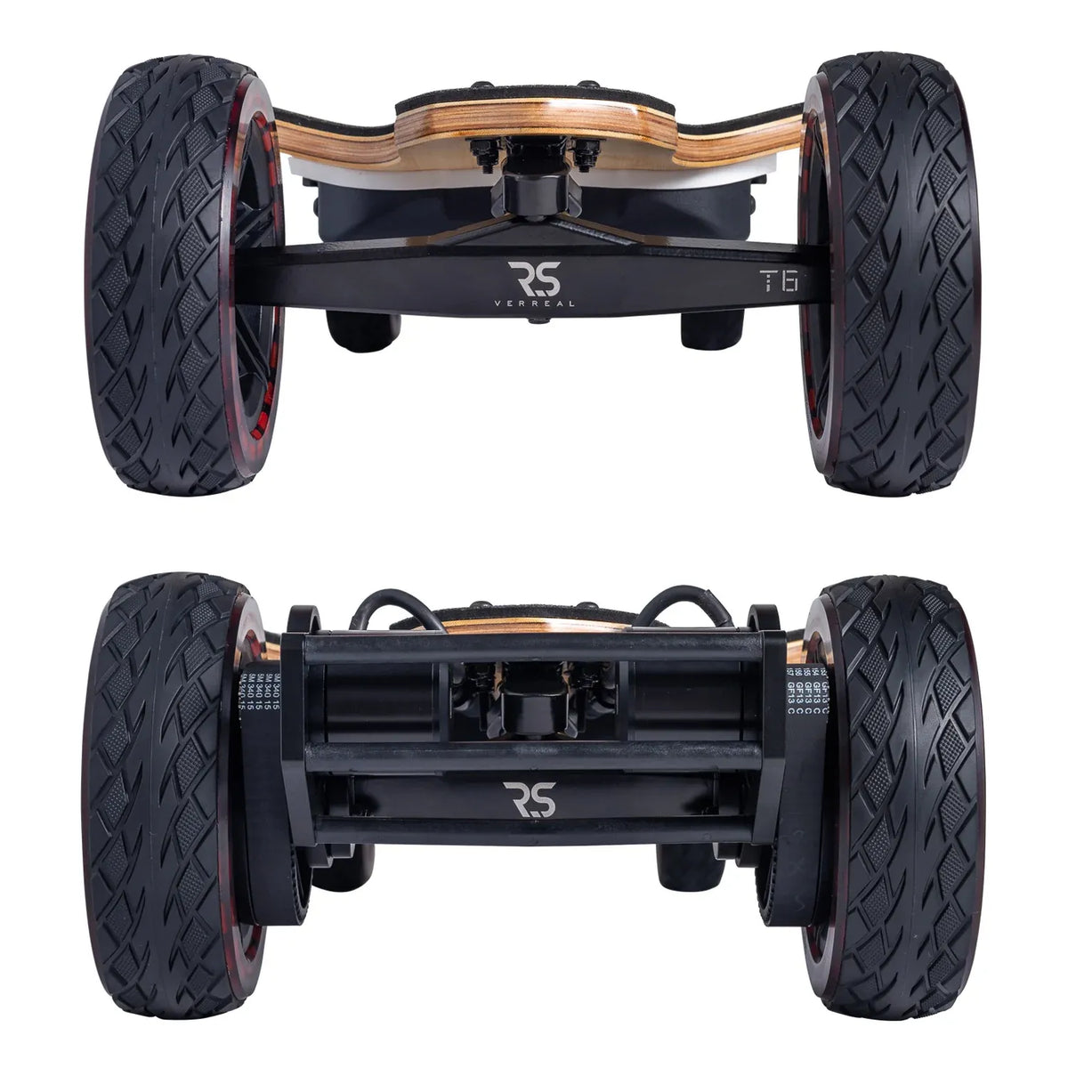 Full chassis view of Verreal RS Pro Max with Cloudwheel Rover 165mm wheel setup.