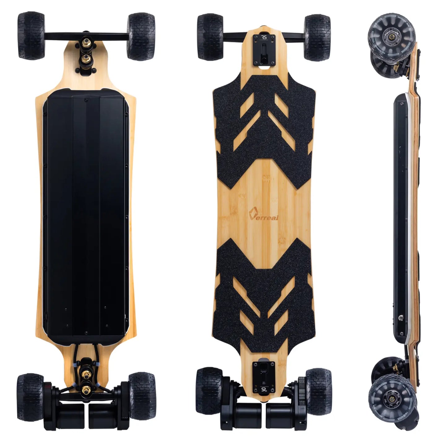 Verreal RS Ultra, the fastest electric skateboard with dual 3800W 6374 motors and 120mm Cloudwheels.