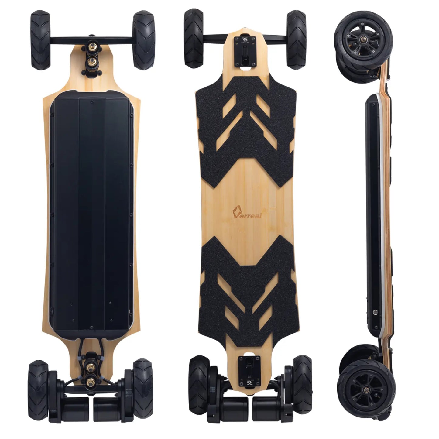 Verreal RS Ultra off-road electric skateboard with dual 3800W motors and 150mm pneumatic wheels.